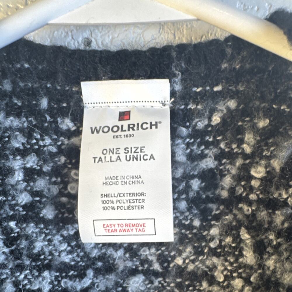 (9012)Woolrich Women's Striped Knit Polyester Shawl Wrap Black Gray White - Picture 2 of 8